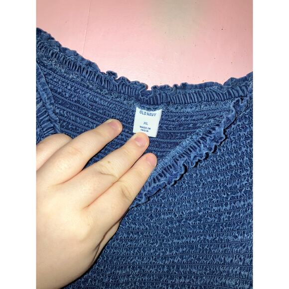 Old navy blue Chambary smocked babydoll top size XL - Picture 3 of 5
